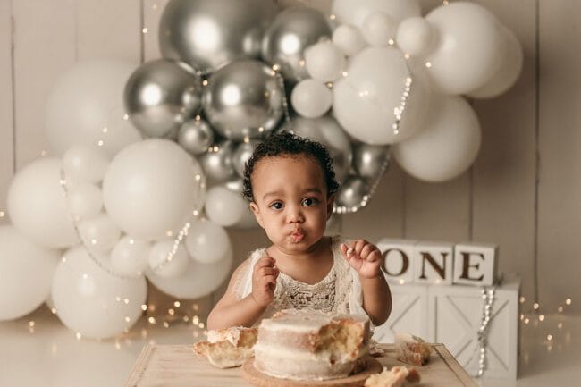 Toronto first birthday cake smash photography